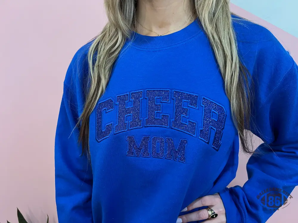Cheer Mama gift, Embroidered Cheer Mom sweater, Cheerleading Mom tee