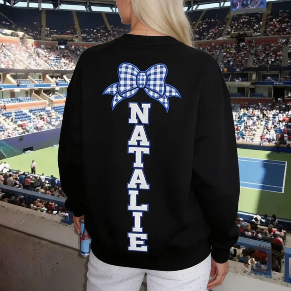 Cheer Mom Crewneck Sweatshirt Custom Name & Plaid Bow On Back Cheer Game Day Gift For Cheer Mom