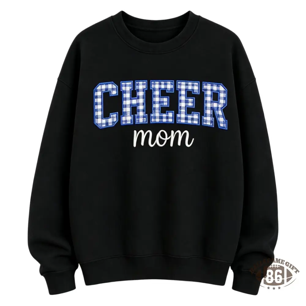Cheer Mom Crewneck Sweatshirt Custom Name & Plaid Bow On Back Cheer Game Day Gift For Cheer Mom