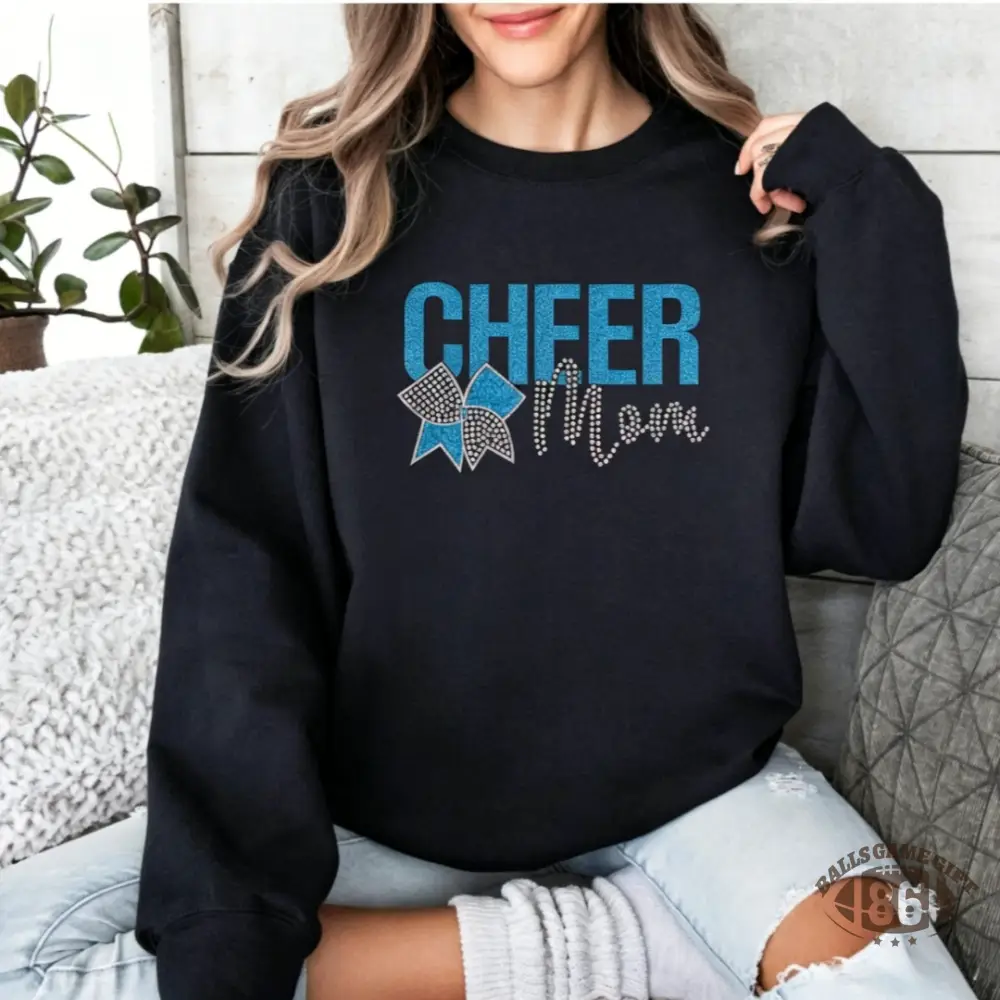 Cheer Mom Sweatshirt with Faux Rhinestones