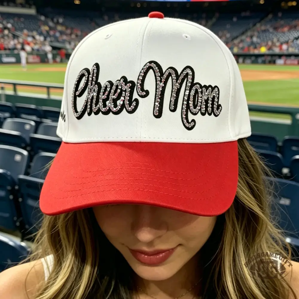 Cheer Mom Vintage Rhinestone Embellished Snapback Hat 👑