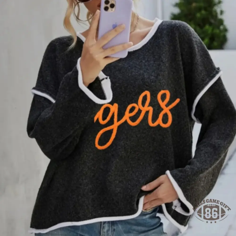 Chenille Letter Boat Neck Knit Sweater | Women Casual Fall Pullover