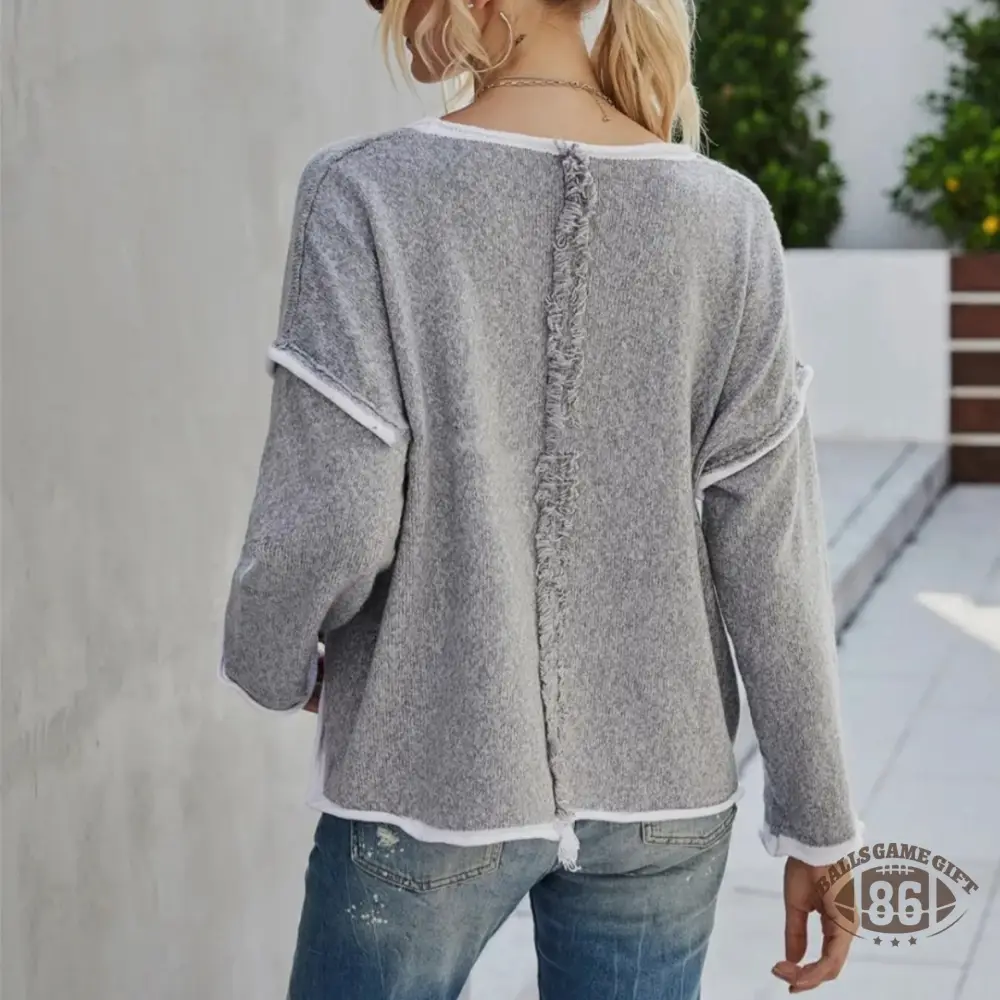 Chenille Letter Boat Neck Knit Sweater | Women Casual Fall Pullover