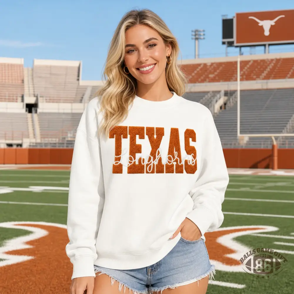 Chenille Patch Letter Sweatshirt, Football Game Day Crewneck, Custom University Team Fan Pullover Top