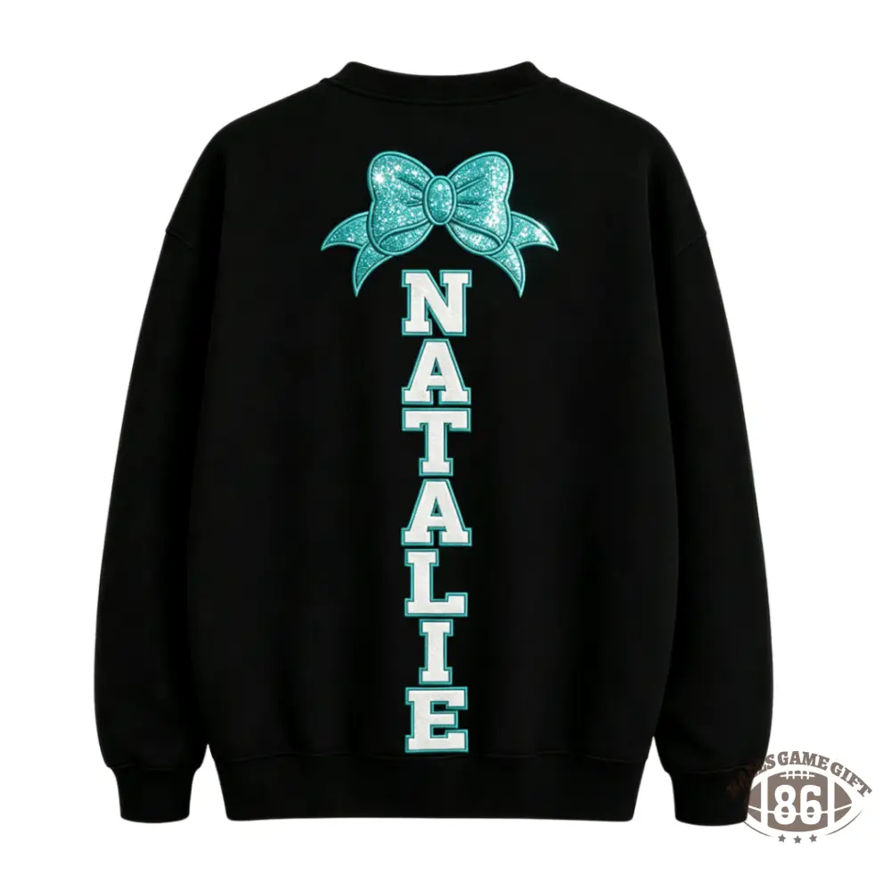 [Copy]Vintage Cheer Mama Bow Name Glitter Oversized Sweatshirt Game Day Wear