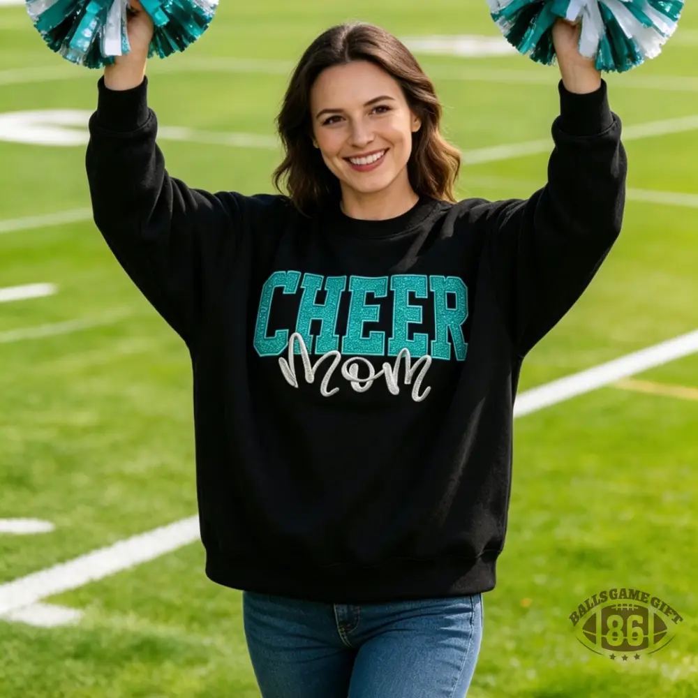 [Copy]Vintage Cheer Mama Bow Name Glitter Oversized Sweatshirt Game Day Wear