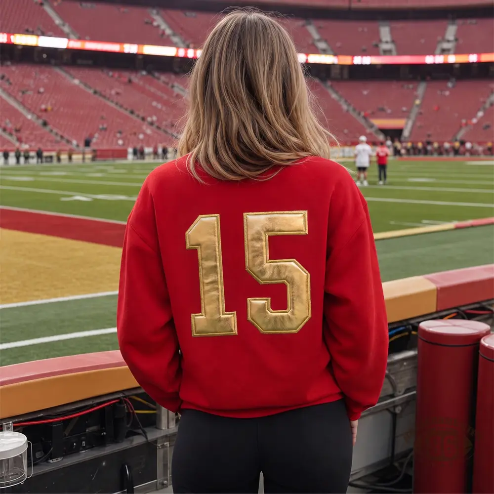 Custom 3D Metallic Puff Printed Team Graphic Sweatshirt For Football Game Day Outfits