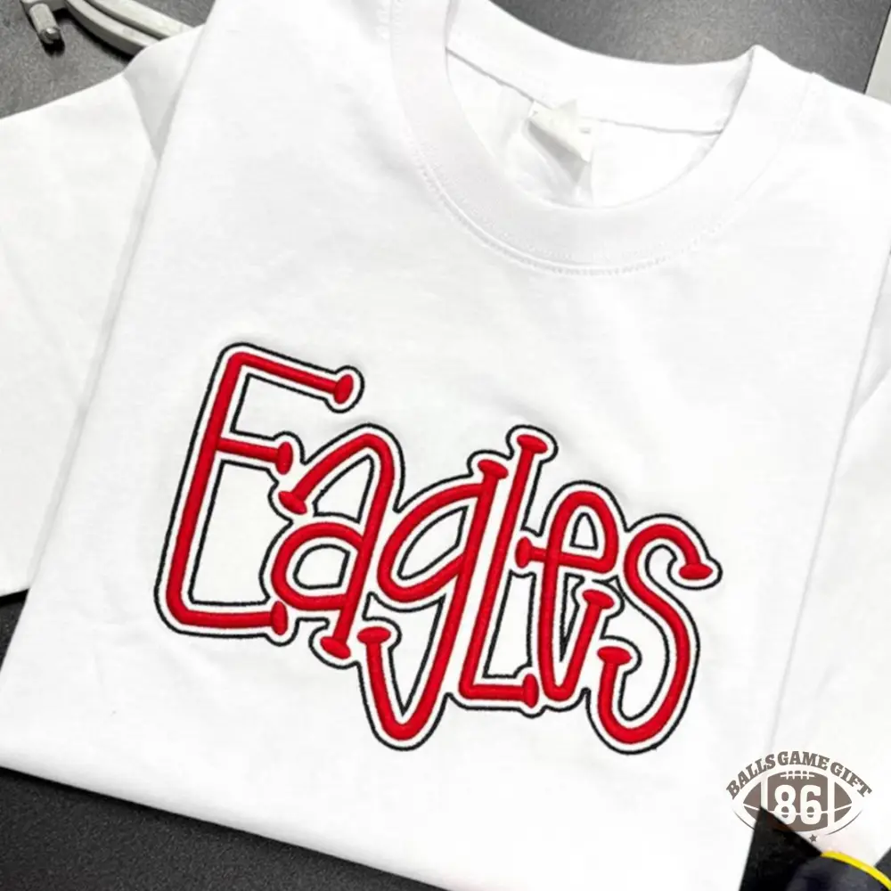 Custom 3D Puff Embroidery Eagles Mascot T-shirt
