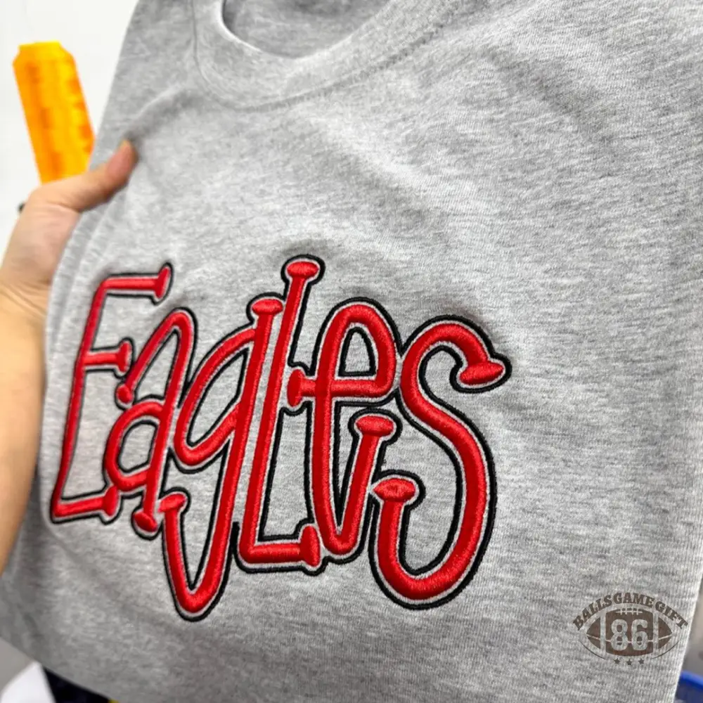 Custom 3D Puff Embroidery Eagles Mascot T-shirt