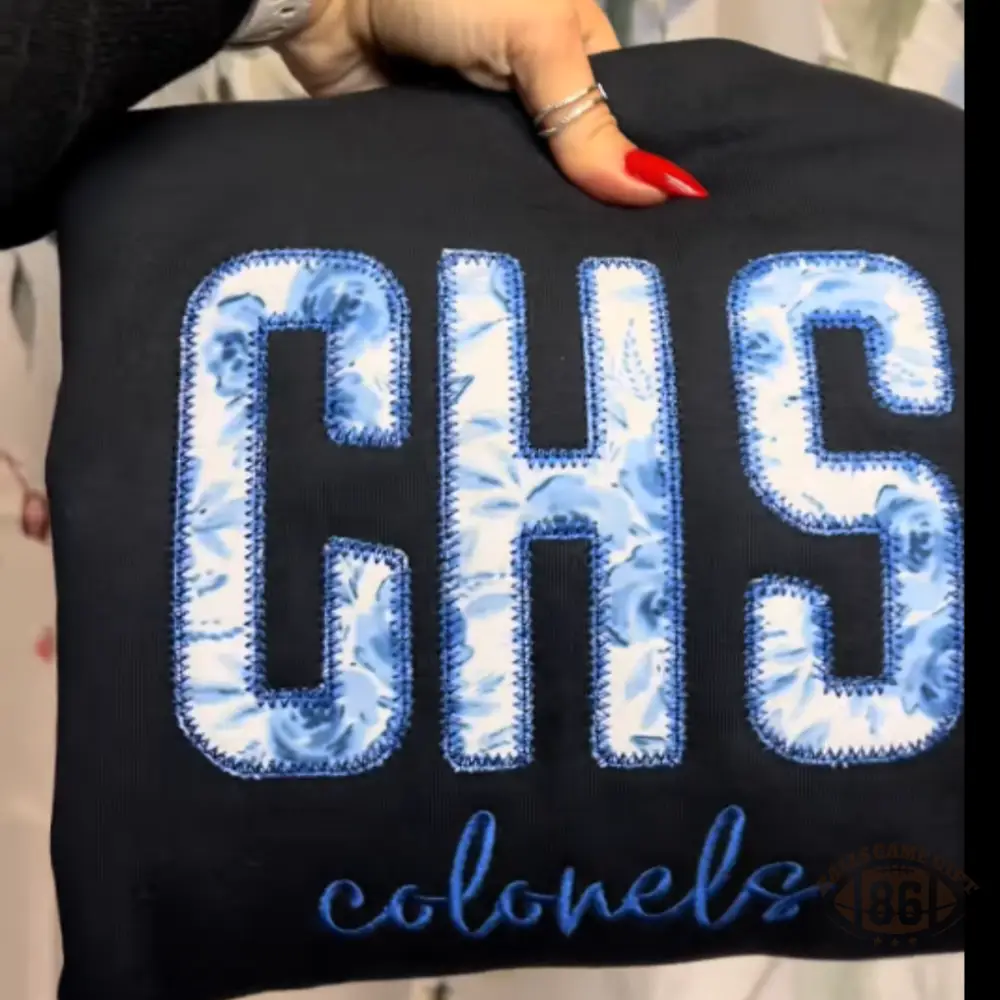 Custom American Campus Gingham  School & Team Name Embroidered Sweatshirt