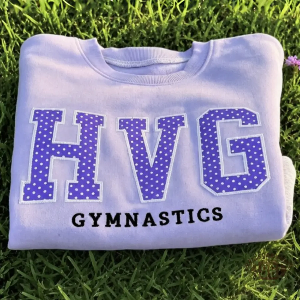 Custom Applique Embroidered Polka Dot Team Sweatshirt, Personalized School Spirit Gymnastics Gift