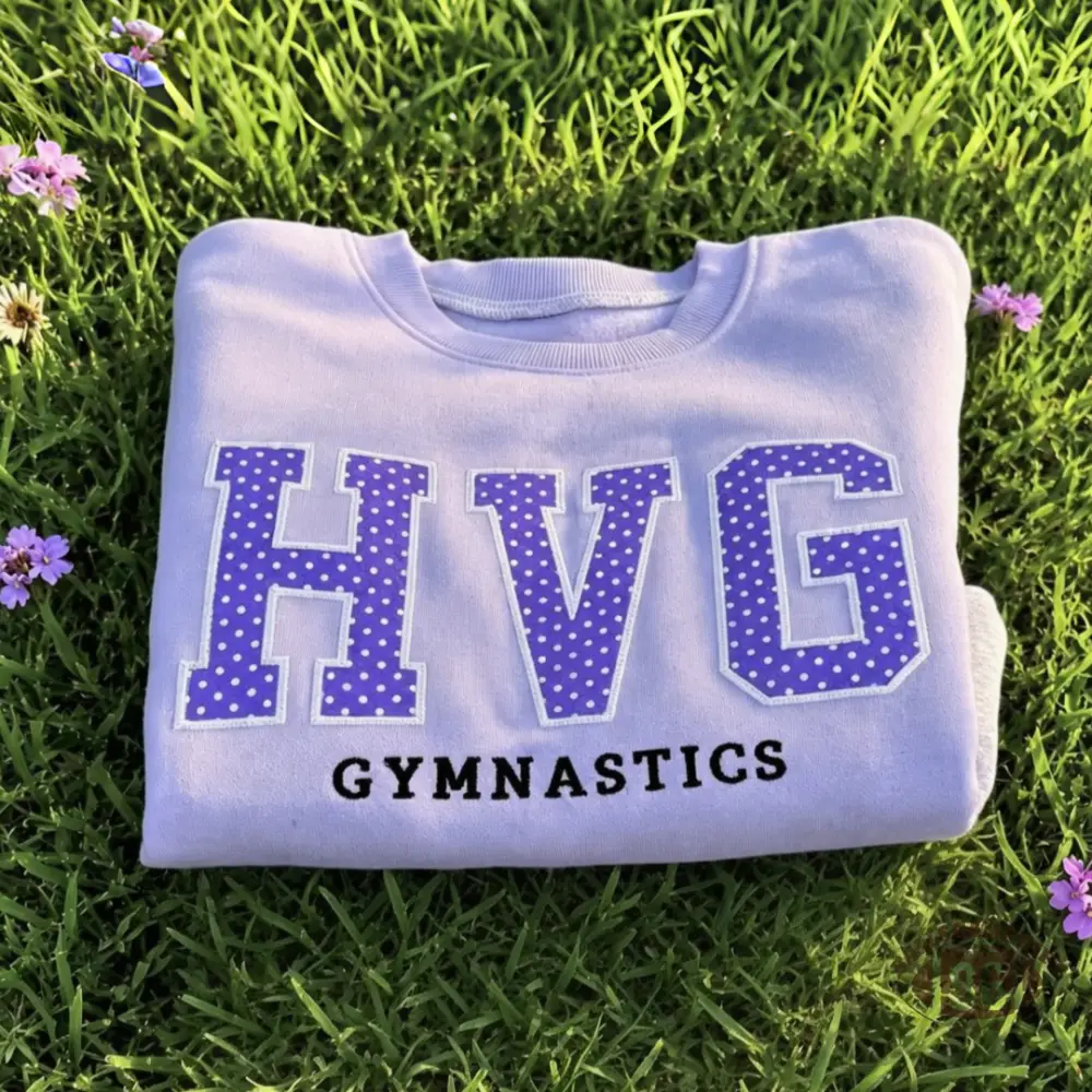 Custom Applique Embroidered Polka Dot Team Sweatshirt, Personalized School Spirit Gymnastics Gift