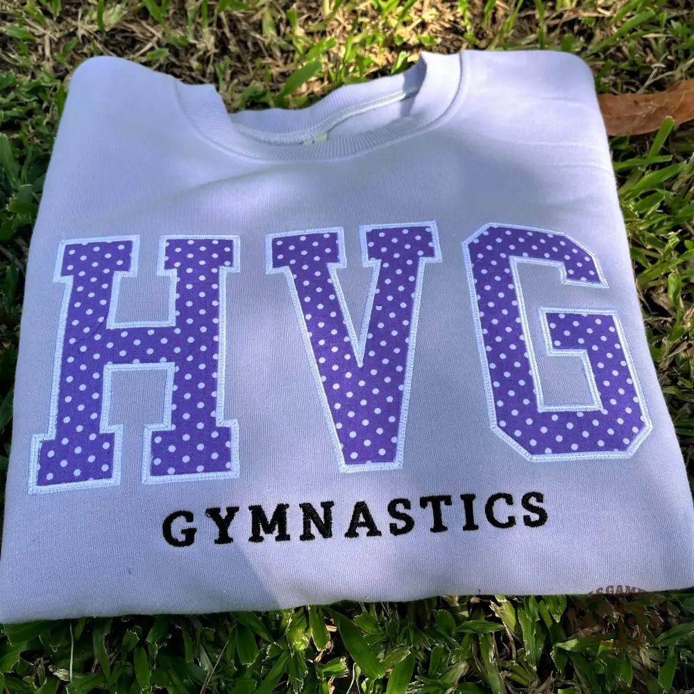 Custom Applique Embroidered Polka Dot Team Sweatshirt, Personalized School Spirit Gymnastics Gift