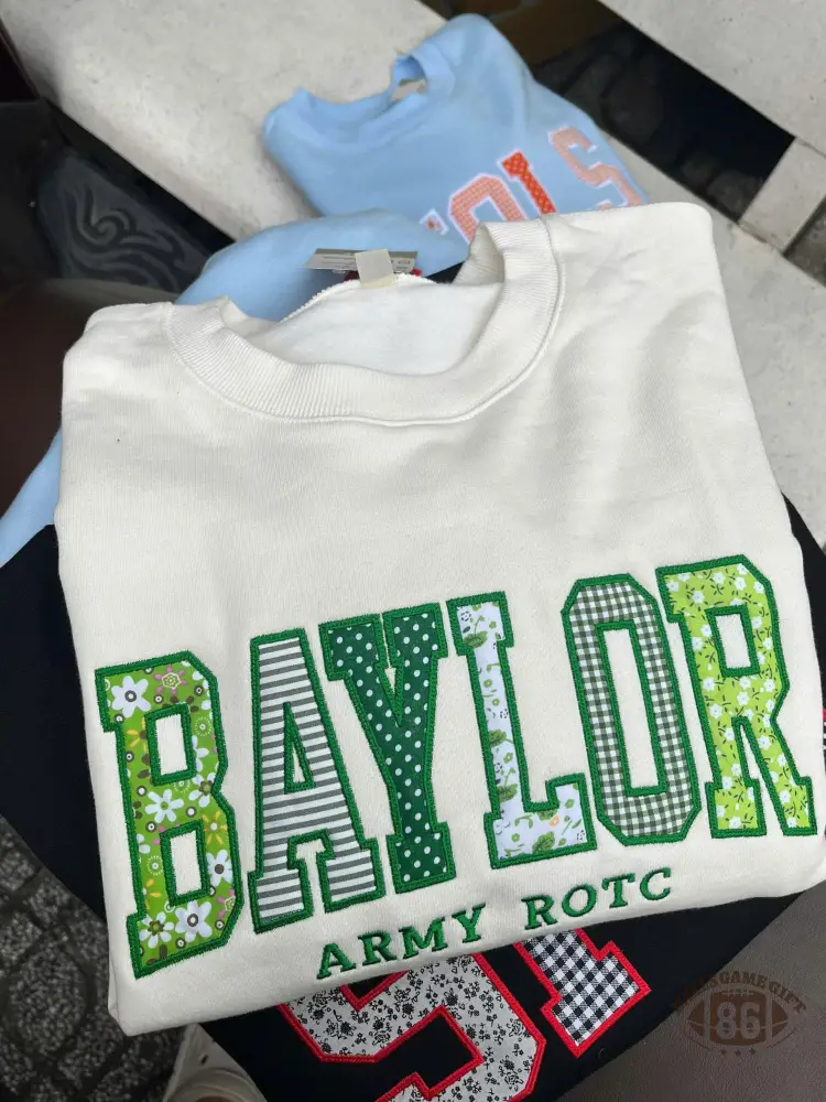 Custom Appliqué Embroidered School Spirit Sweatshirt | Personalized College, University & Team Name Varsity Crewneck for Game Day