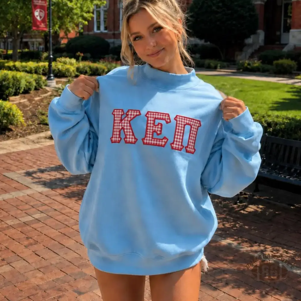 Custom Appliqué Letter Sweatshirt Personalized College Sorority Oversized Varsity Crewneck 