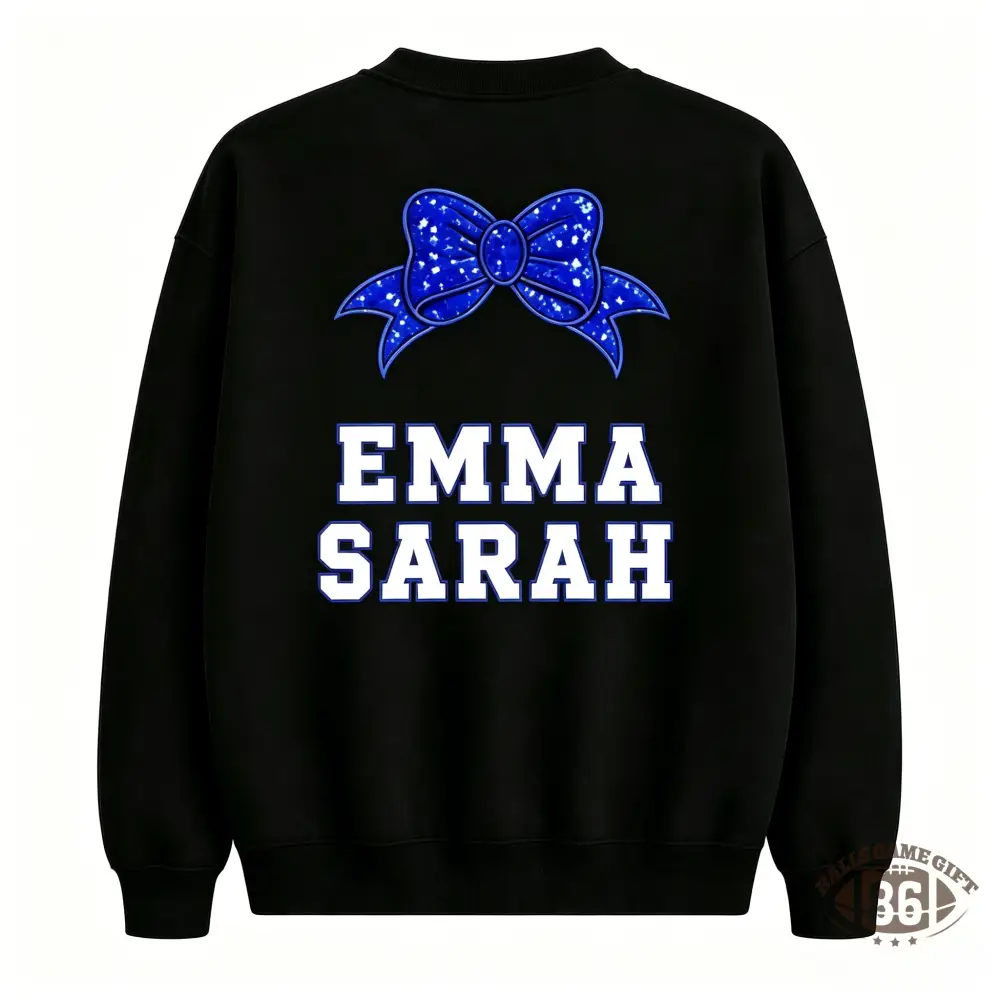 Custom Back Name Rhinestone Cheer Bow Crewneck