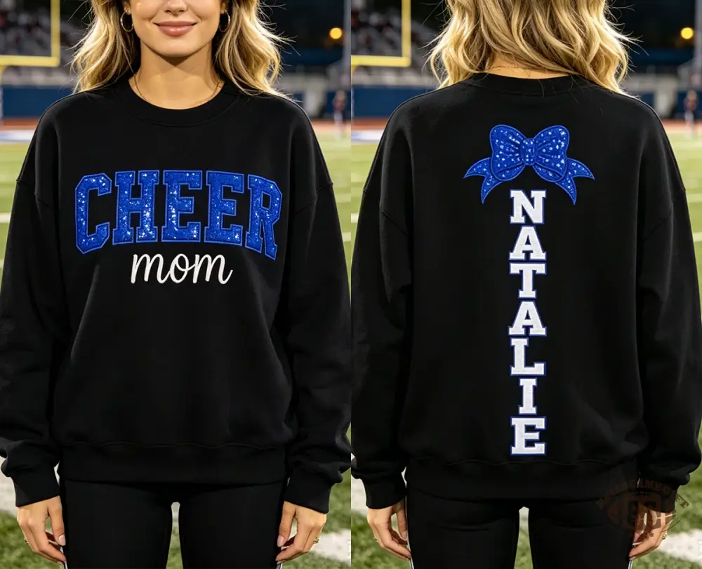  Custom Back Name Rhinestone Cheer Bow Crewneck