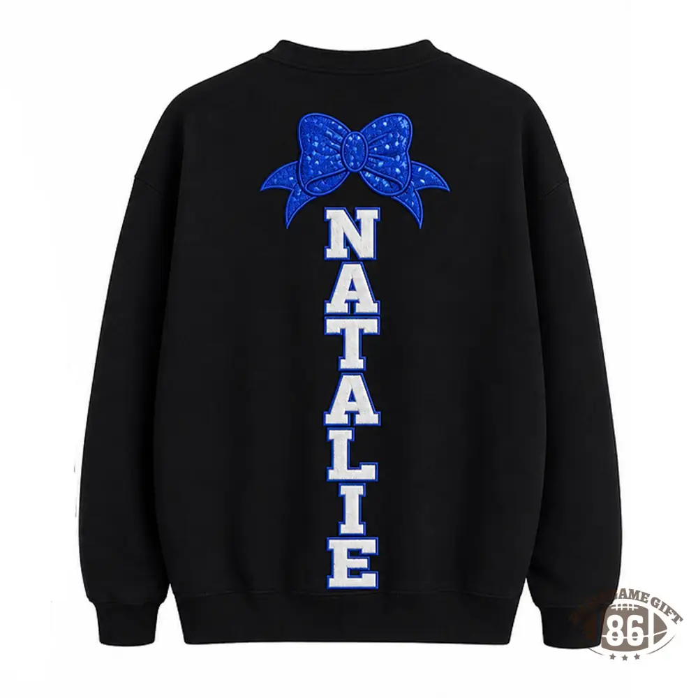  Custom Back Name Rhinestone Cheer Bow Crewneck