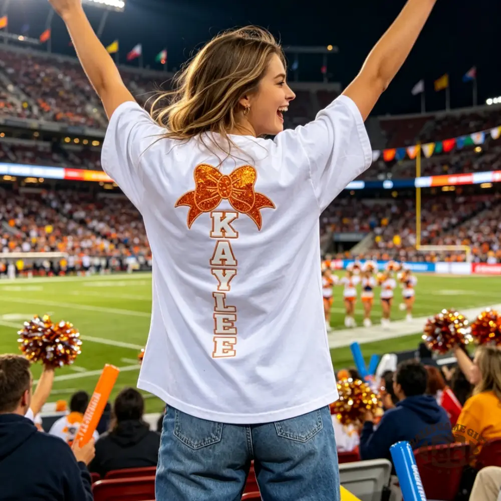 Custom Back Name Sequin Cheer Bow T-shirt Team Spirit Sweatshirt