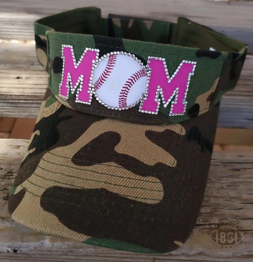 Custom Baseball Mom Sparkle Sun Hat Adjustable Visor⚾