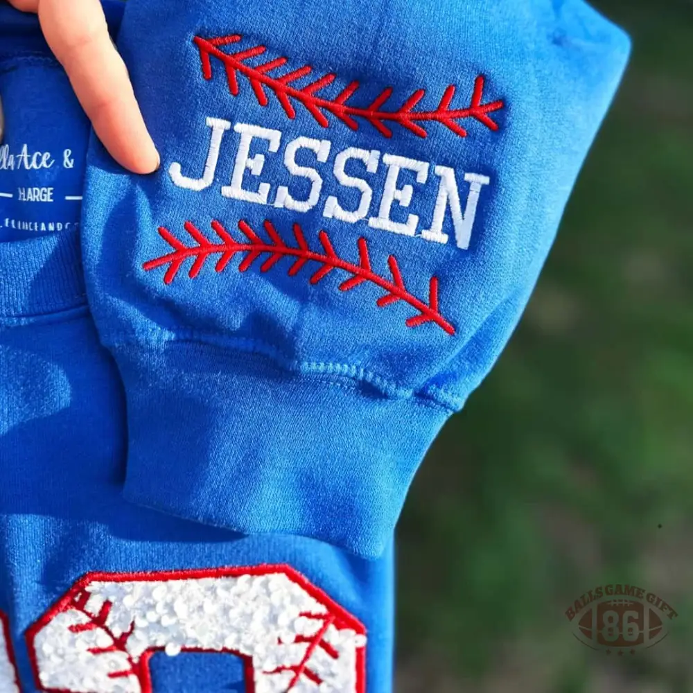 Custom Baseball Mom Sweatshirt, Sequin Applique, Team Spirit Crewneck, Personalized Player Number Shirt