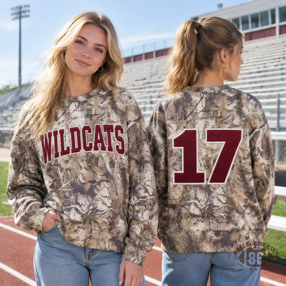 Custom Camo Leopard Appliqué Sweatshirt | Team Name & Player Number