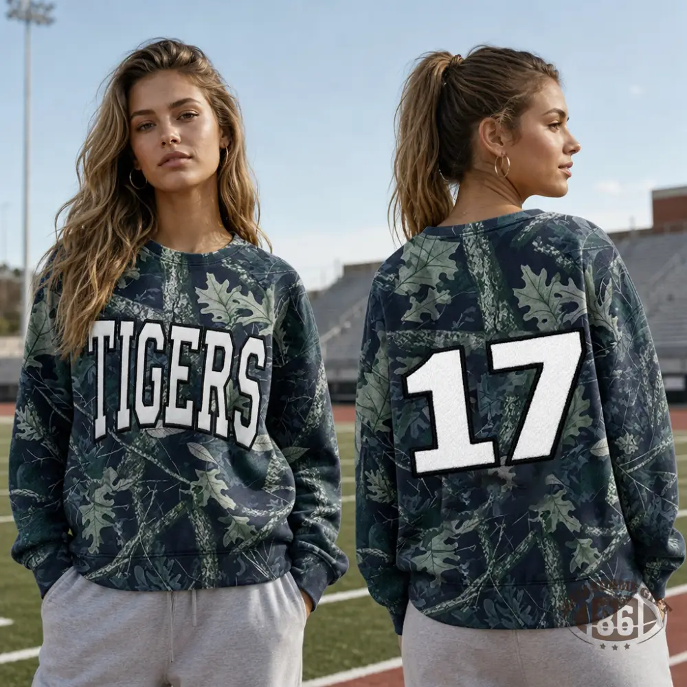 Custom Camo Leopard Appliqué Sweatshirt | Team Name & Player Number