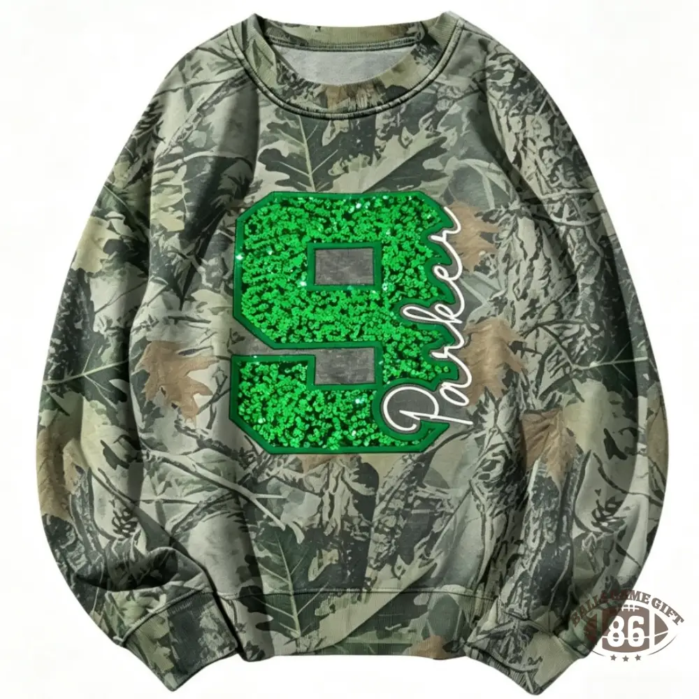 Custom Camo Leopard Sequin Number & Name Sports Mom Sweatshirt