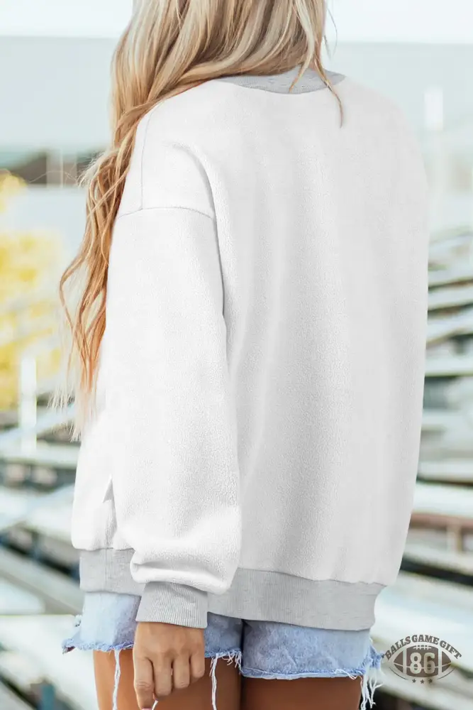Custom Casual Campus Style MS Letter Print Reversible Oversize Mock Neck Sweatshirt