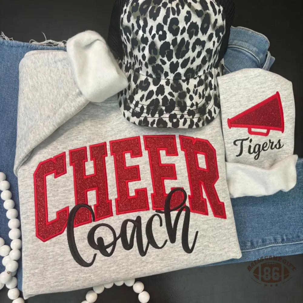 Custom Cheer Coach Glitter Sweatshirt | Personalized Team Name Crewneck