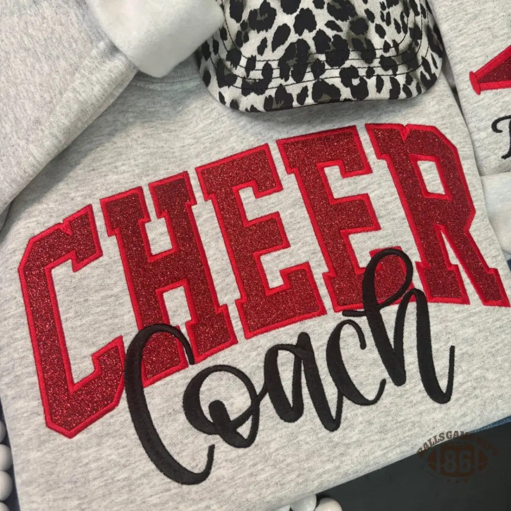Custom Cheer Coach Glitter Sweatshirt | Personalized Team Name Crewneck