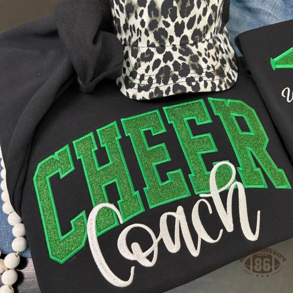 Custom Cheer Coach Glitter Sweatshirt | Personalized Team Name Crewneck