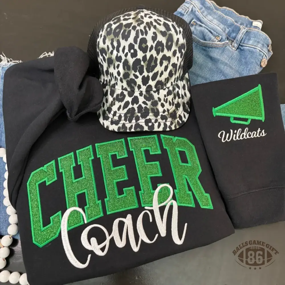 Custom Cheer Coach Glitter Sweatshirt | Personalized Team Name Crewneck