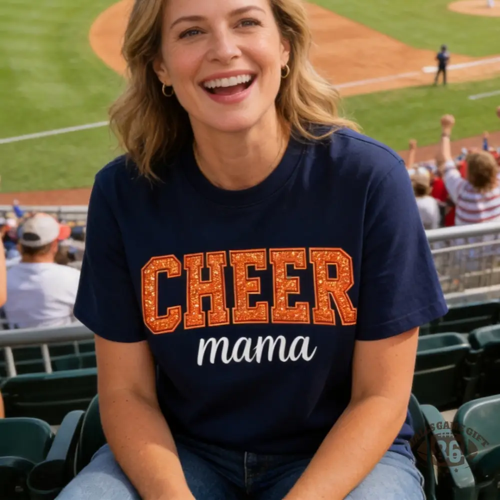 Custom Cheer Mama Name Sequin Bow Embroidered Crewneck for Cheer Mom Momma