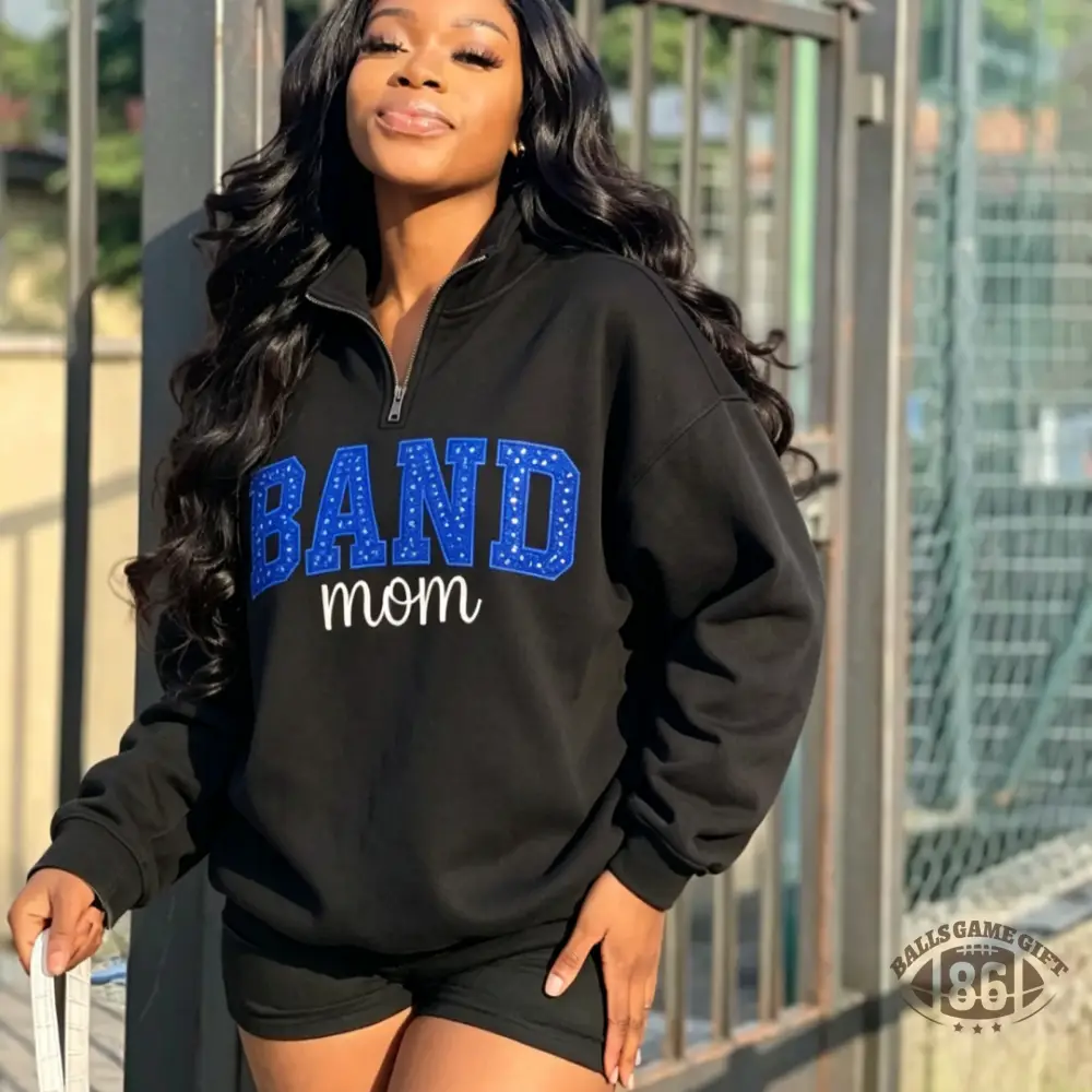 Custom Cheer Mom Game Day Sweatshirt with Custom Name Bow & Sleeve Treble Clef Embroidery