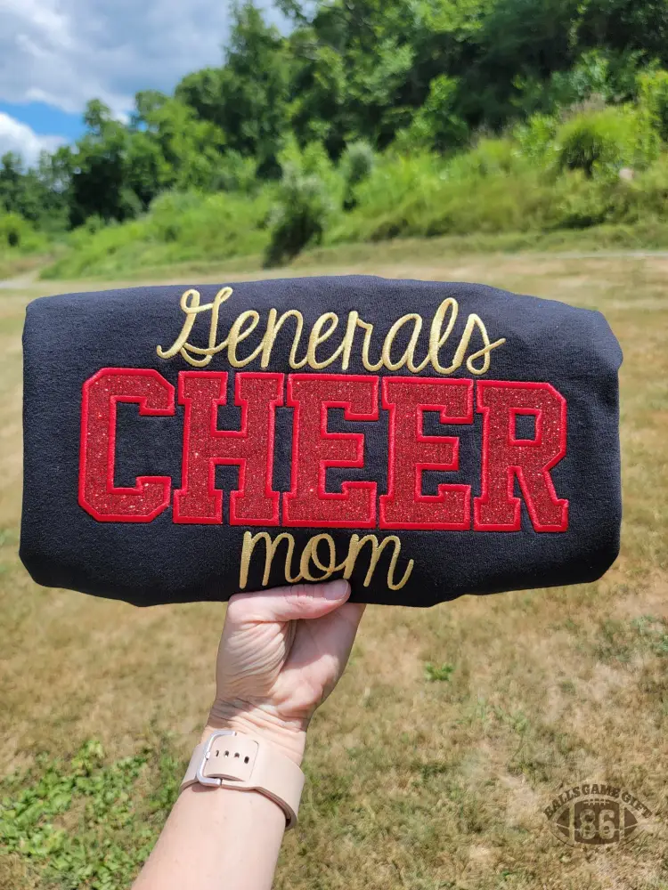 Custom Cheer Mom Glitter Chenille Sweatshirt with Kid Name Bow Embroidery Gift