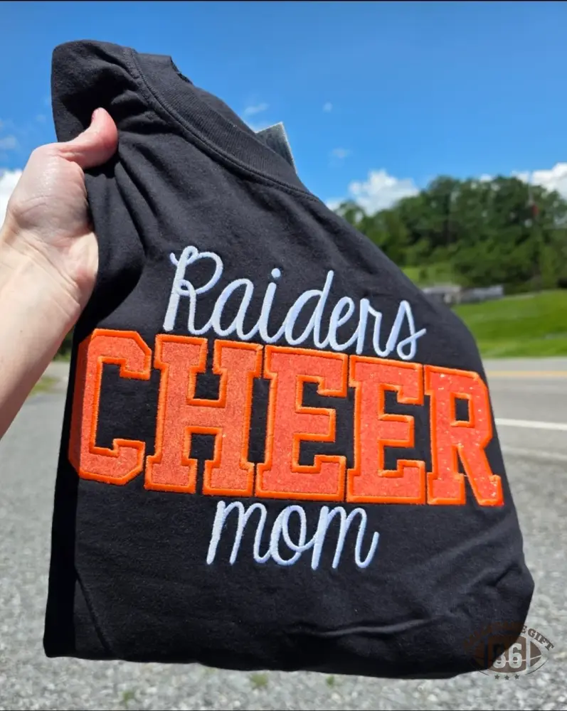 Custom Cheer Mom Glitter Chenille Sweatshirt with Kid Name Bow Embroidery Gift
