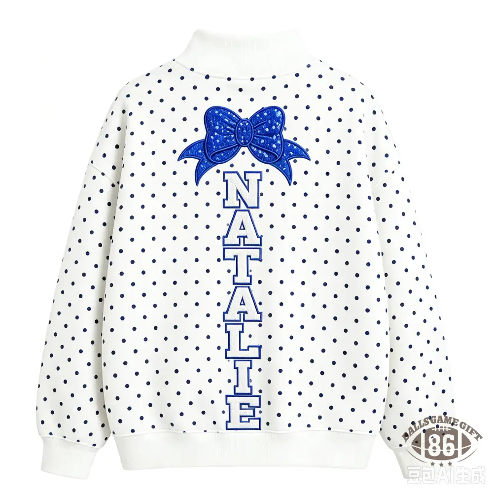 Custom Cheer Mom Sequin Polka Dot Mock Neck Sweatshirt