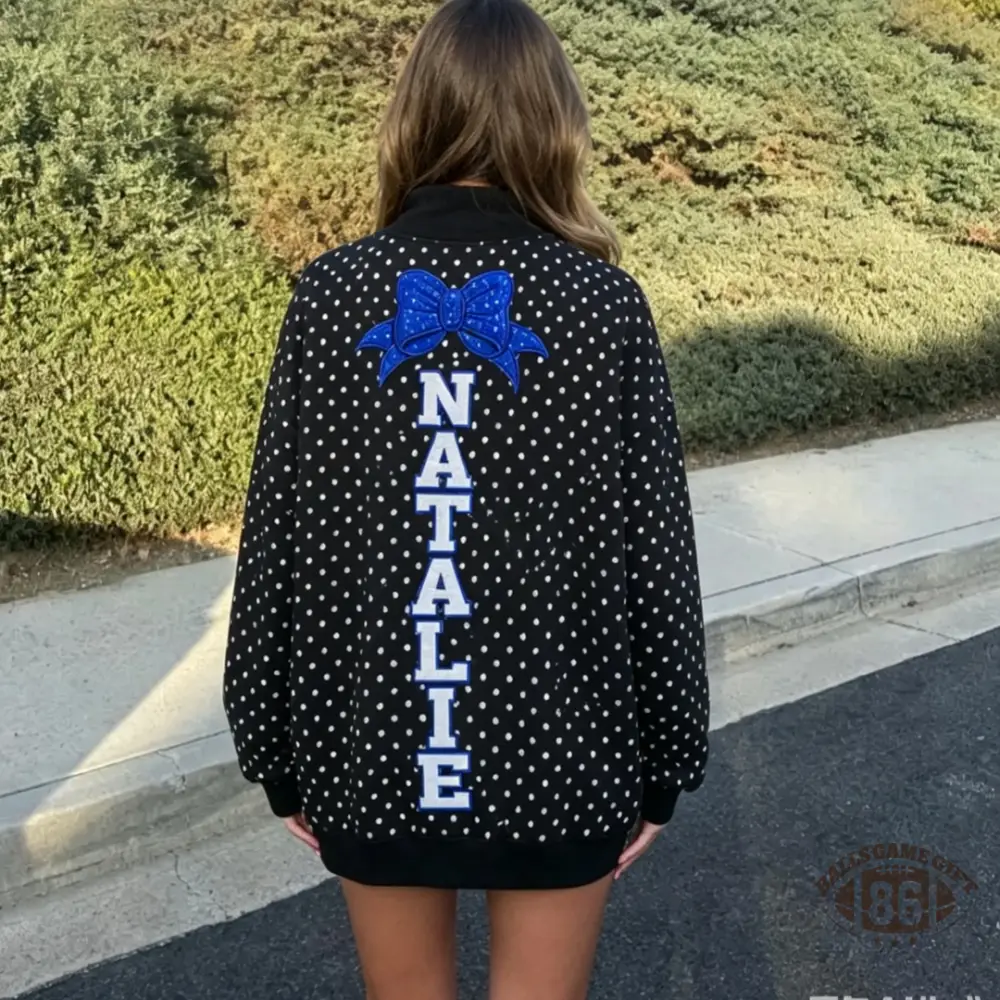 Custom Cheer Mom Sequin Polka Dot Mock Neck Sweatshirt