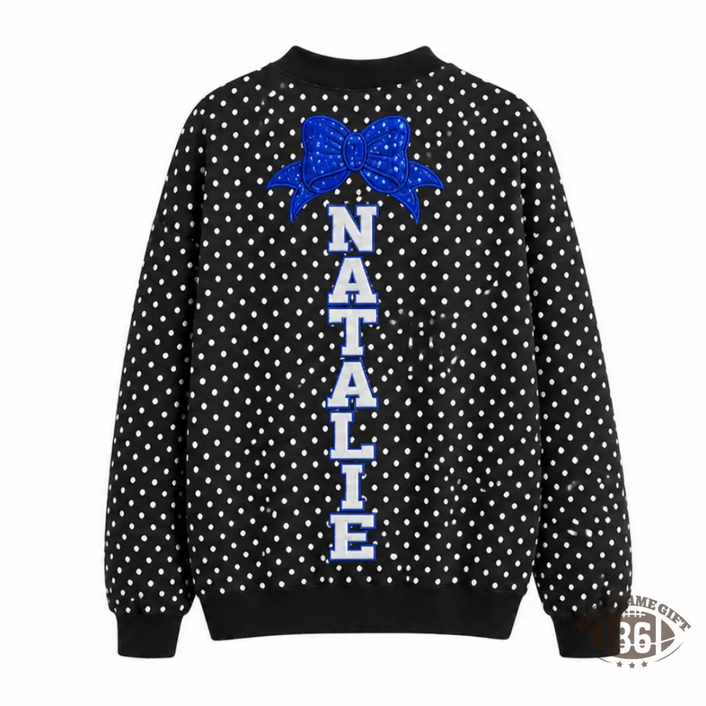 Custom Cheer Mom Sequin Polka Dot Mock Neck Sweatshirt