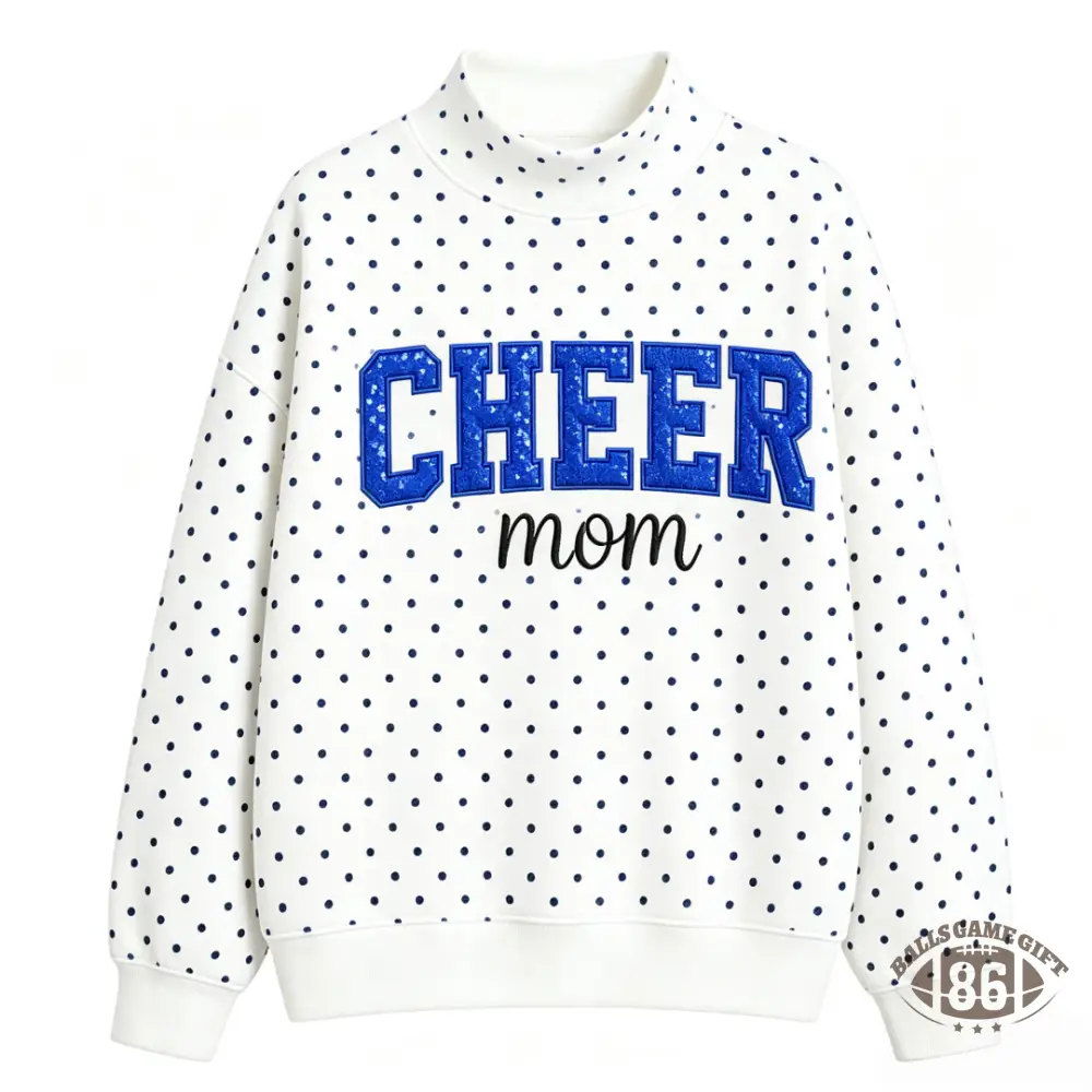 Custom Cheer Mom Sequin Polka Dot Mock Neck Sweatshirt