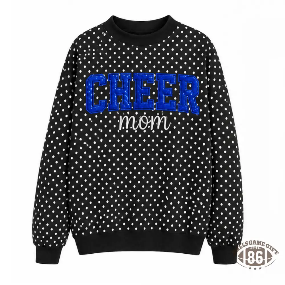 Custom Cheer Mom Sequin Polka Dot Mock Neck Sweatshirt