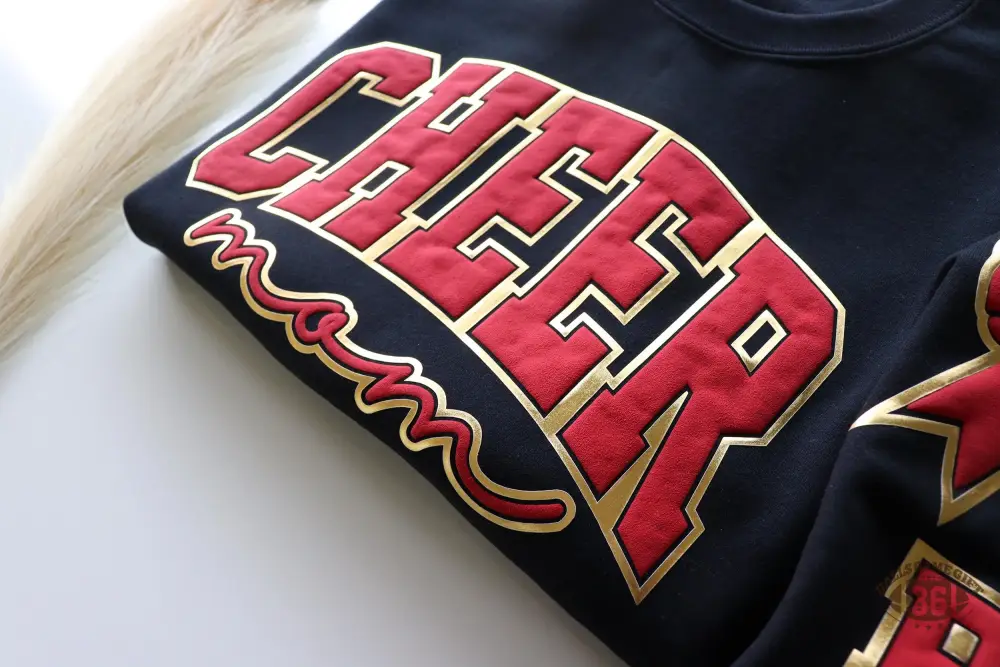 Custom Cheer Mom Sweatshirt with Puff Print | Custom Name Sweatshirt | Cheer Team Spirit Gift