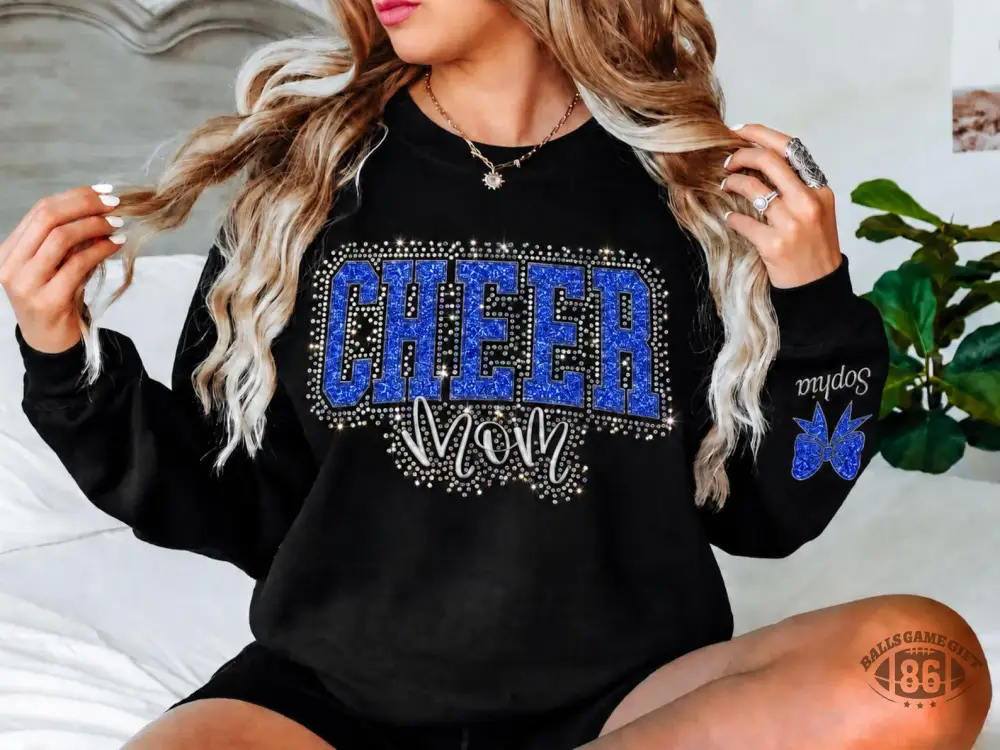 Custom Cheerleading Mom Bling Rhinestone Crewneck Sweatshirt