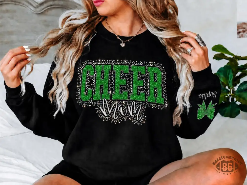 Custom Cheerleading Mom Bling Rhinestone Crewneck Sweatshirt