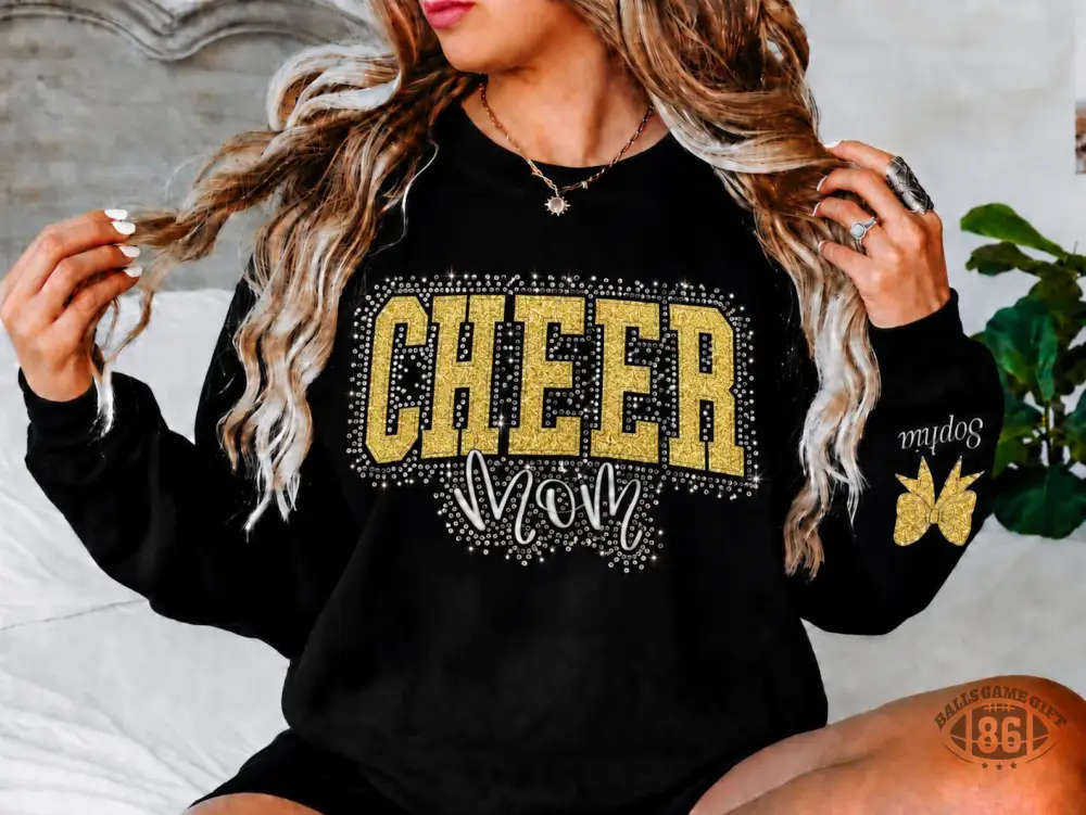Custom Cheerleading Mom Bling Rhinestone Crewneck Sweatshirt