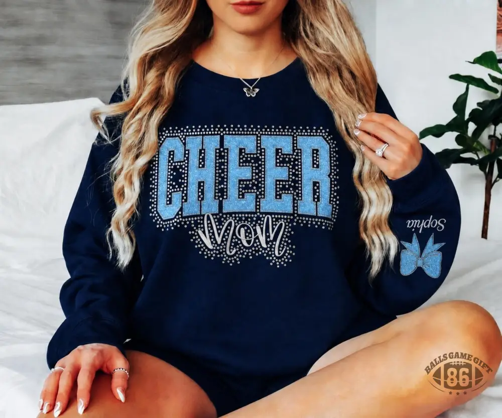 Custom Cheerleading Mom Bling Rhinestone Crewneck Sweatshirt