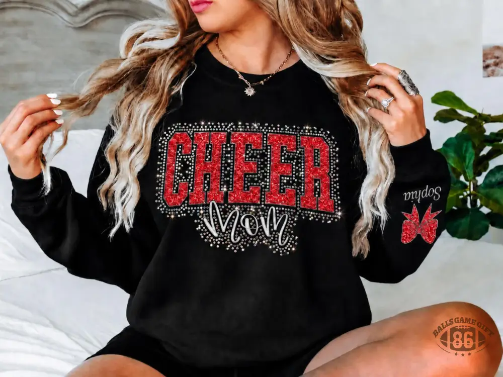 Custom Cheerleading Mom Bling Rhinestone Crewneck Sweatshirt