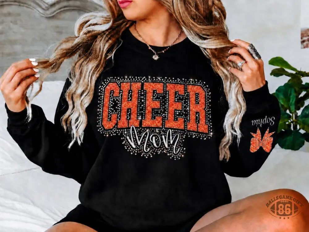 Custom Cheerleading Mom Bling Rhinestone Crewneck Sweatshirt