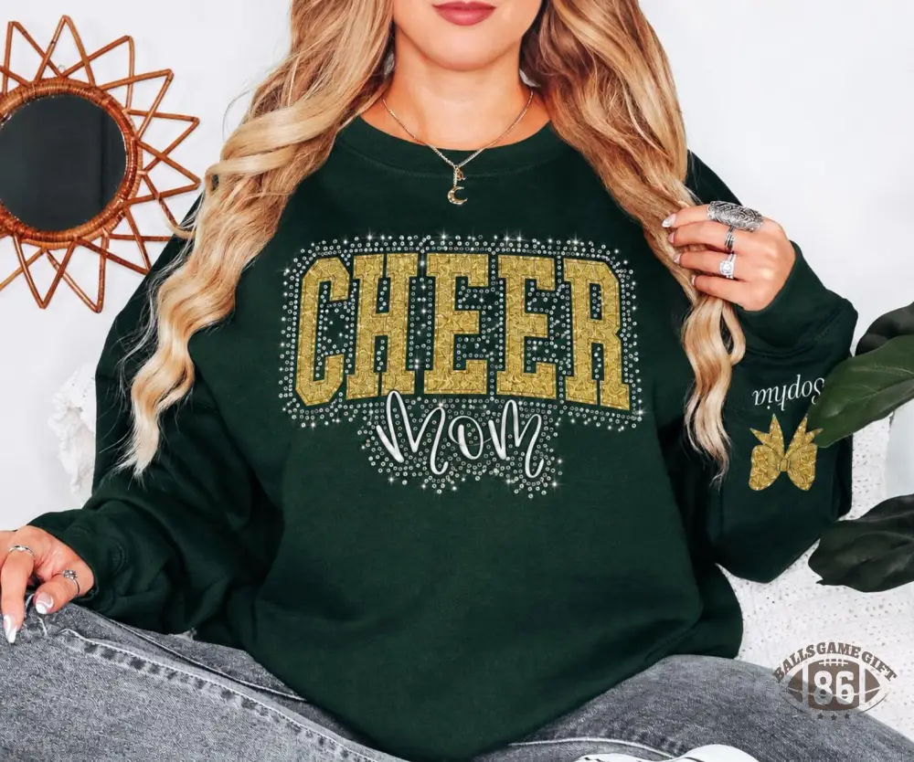 Custom Cheerleading Mom Bling Rhinestone Crewneck Sweatshirt